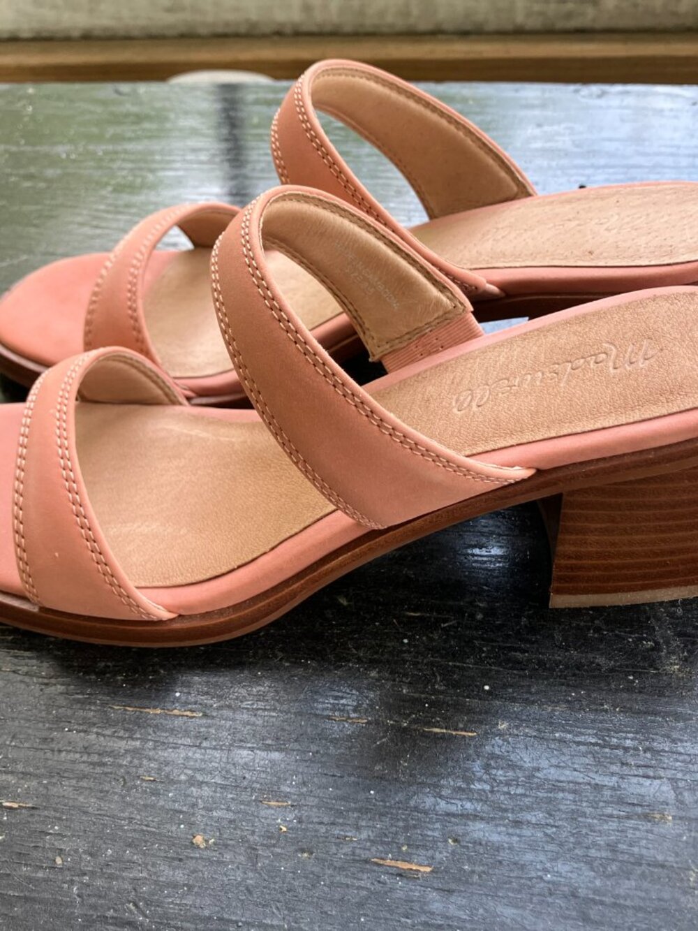 Dusty Rose Madewell Slip on Block Heel Sandals